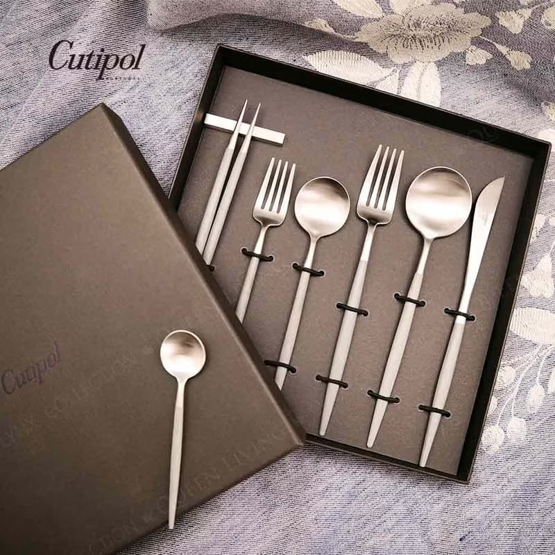 葡萄牙Cutipol GOA系列灰柄主餐四件組(刀叉匙+咖啡匙)
