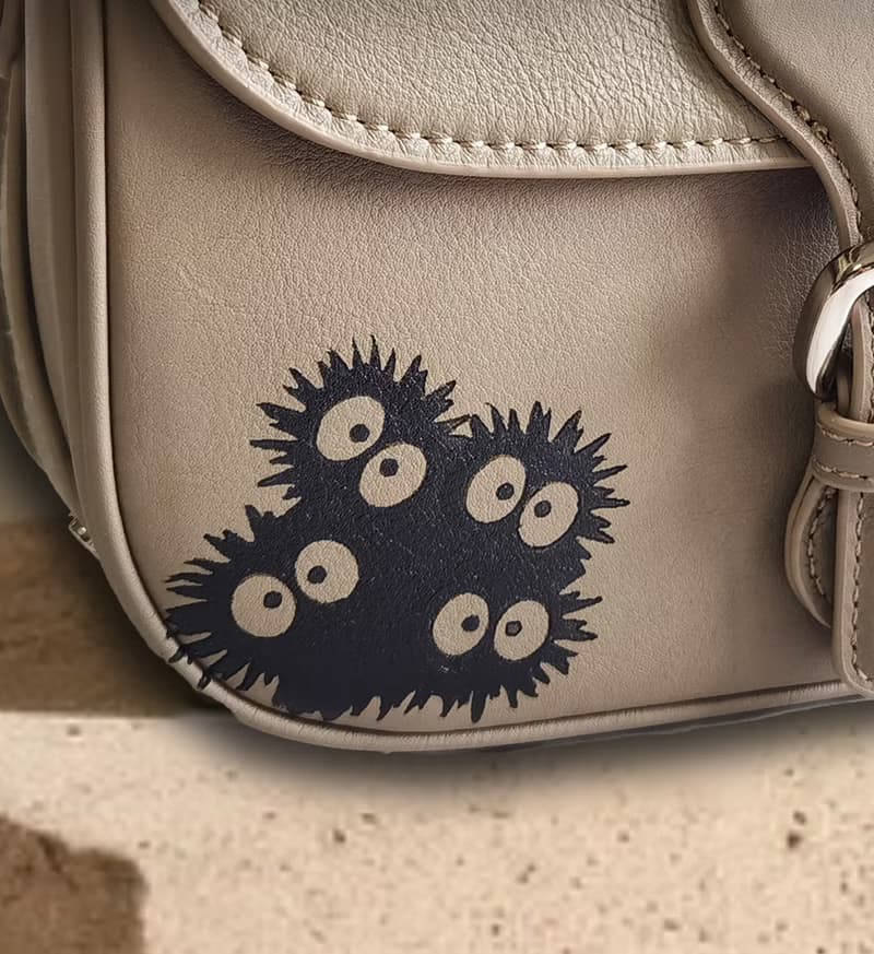 手繪煤炭Saddle 真皮手袋,托特包,斜背包,斜孭袋 大象灰