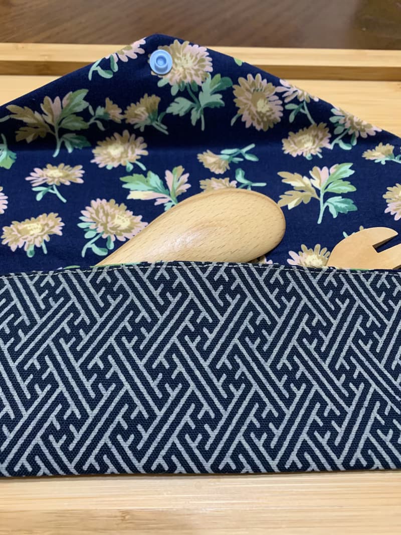 文青風環保筷袋 ~綻放 優質藍 日系 純棉 收納 手作餐具袋