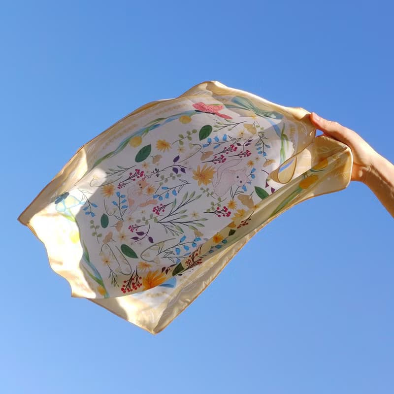 【姐妹禮物】午後的貓咪絲巾連絲巾扣高貴禮盒/絲巾/小圍巾