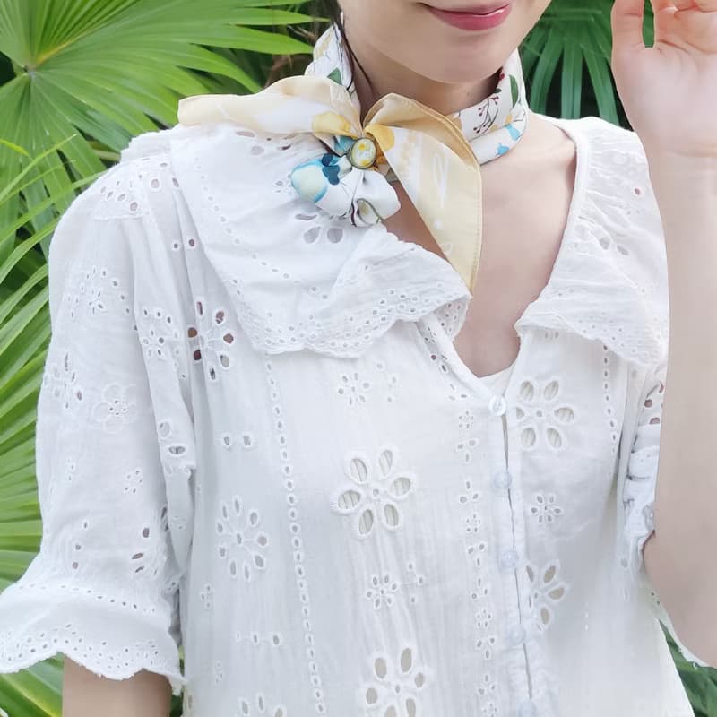 【姐妹禮物】午後的貓咪絲巾連絲巾扣高貴禮盒/絲巾/小圍巾