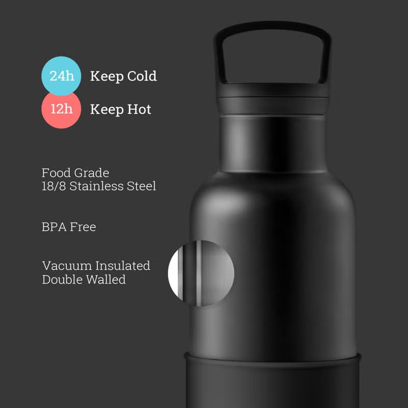 美國HYDY時尚保溫水壺 CinCin Black系列 | 午夜黑-黑瓶 - 590ml