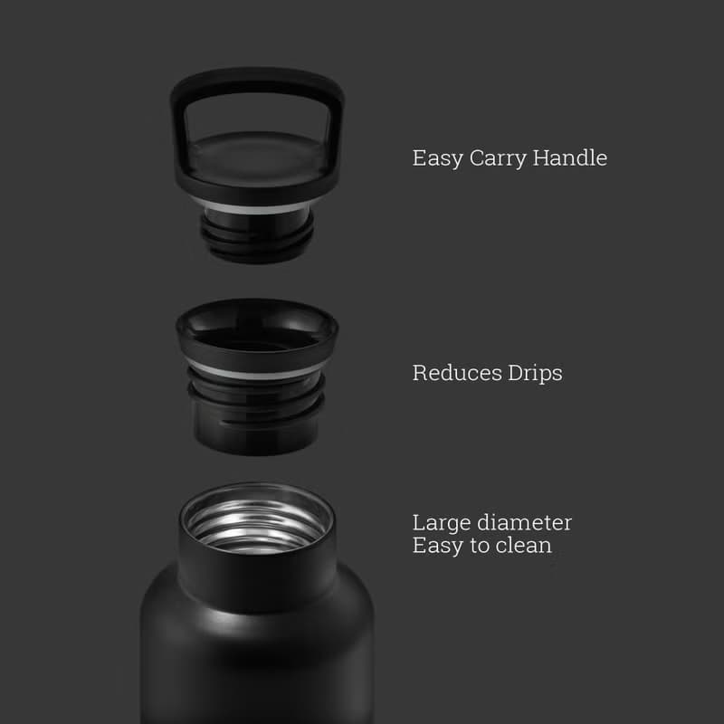 美國HYDY時尚保溫水壺 CinCin Black系列 | 午夜黑-黑瓶 - 590ml