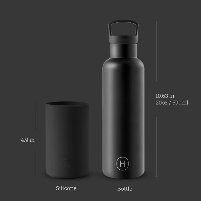 美國HYDY時尚保溫水壺 CinCin Black系列 | 午夜黑-黑瓶 - 590ml