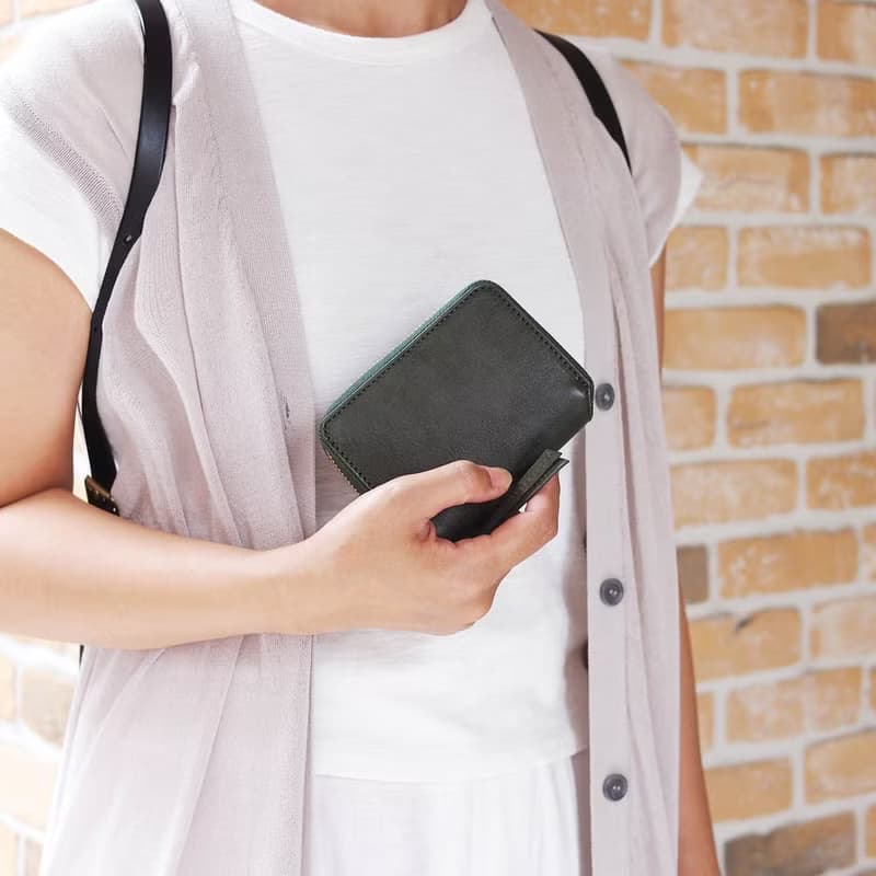 日系典雅多夾層牛皮卡片零錢包/短夾Made by Baggy Port Japan