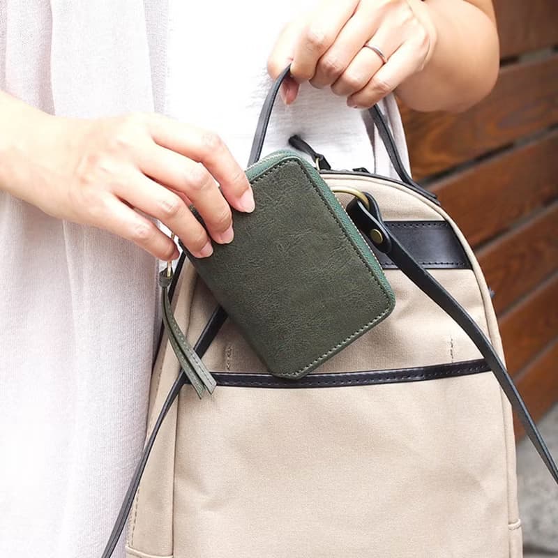 日系典雅多夾層牛皮卡片零錢包/短夾Made by Baggy Port Japan