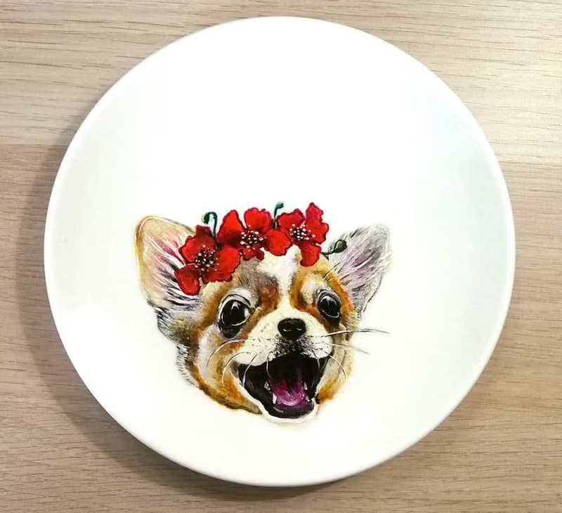 僅此一件! 繽紛小花美短貓點心盤