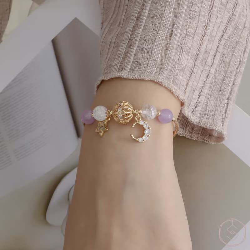 (智慧+貴人) 海棠花 | 薰衣草紫水晶 白水晶 | 天然水晶手鍊
