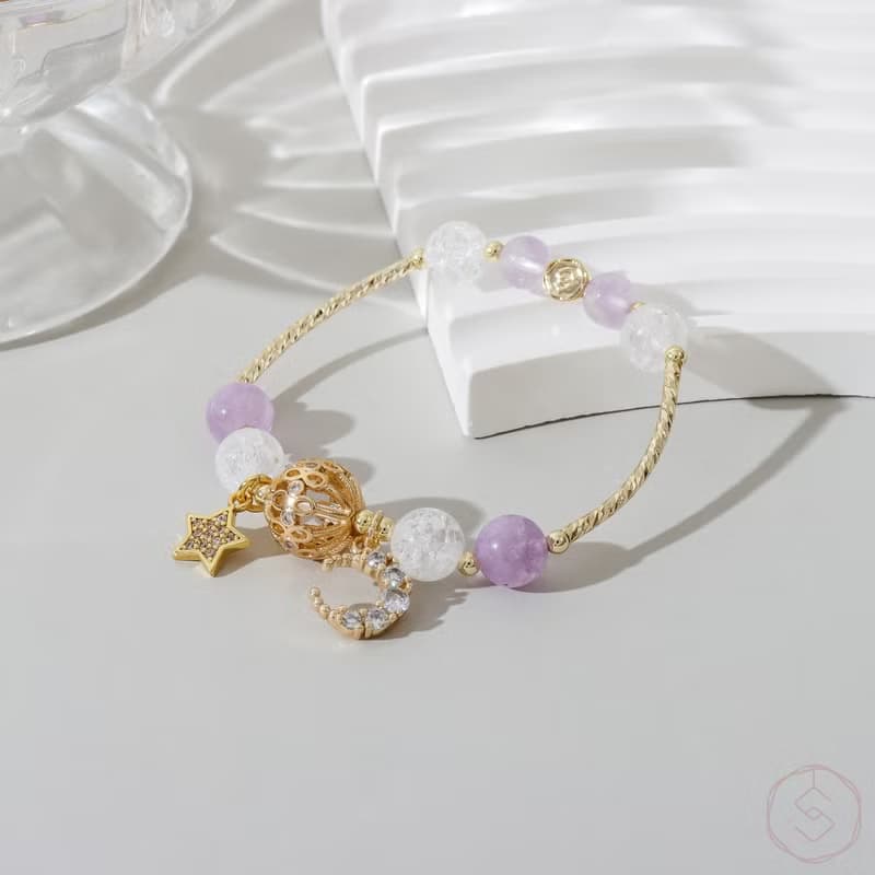 (智慧+貴人) 海棠花 | 薰衣草紫水晶 白水晶 | 天然水晶手鍊