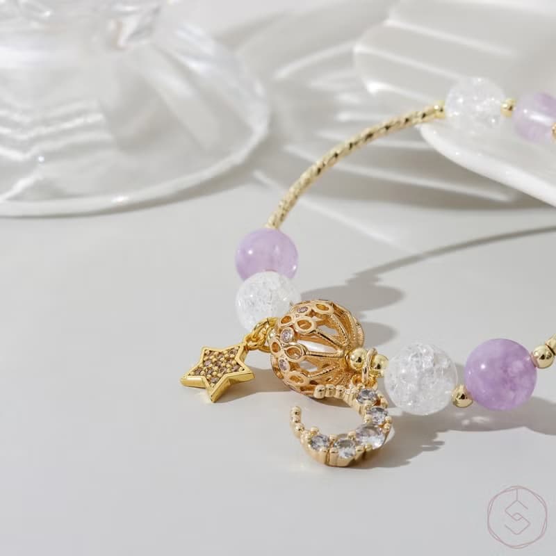 (智慧+貴人) 海棠花 | 薰衣草紫水晶 白水晶 | 天然水晶手鍊