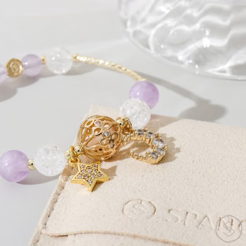 (智慧+貴人) 海棠花 | 薰衣草紫水晶 白水晶 | 天然水晶手鍊