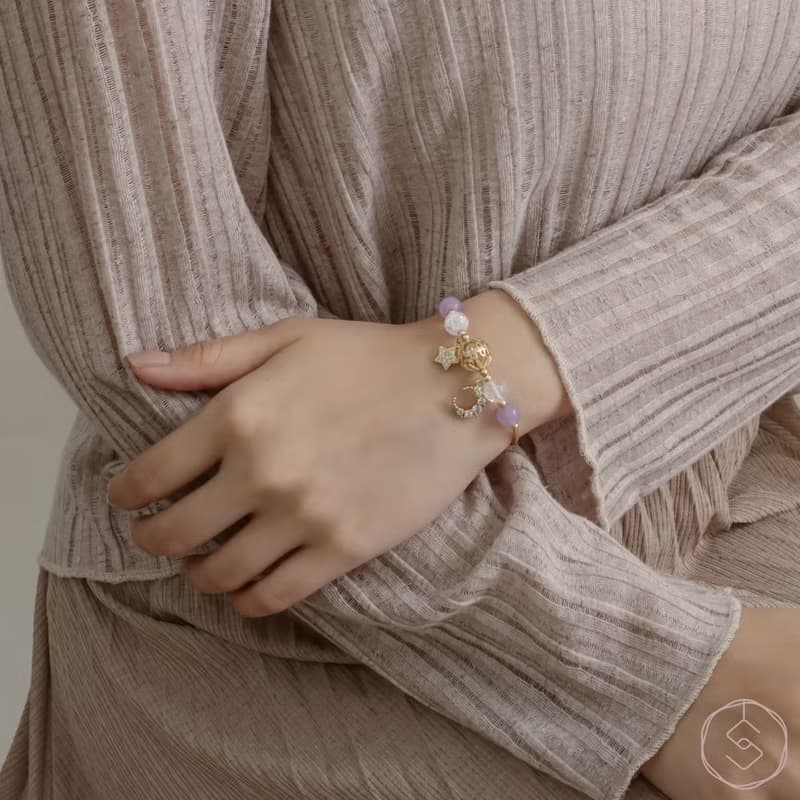 (智慧+貴人) 海棠花 | 薰衣草紫水晶 白水晶 | 天然水晶手鍊