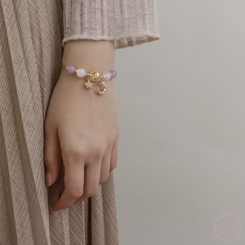 (智慧+貴人) 海棠花 | 薰衣草紫水晶 白水晶 | 天然水晶手鍊