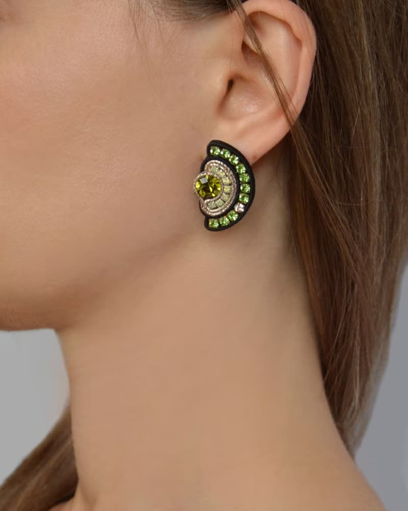 Earrings Stud earrings with crystals in green colorChristmas Gift Wrapping