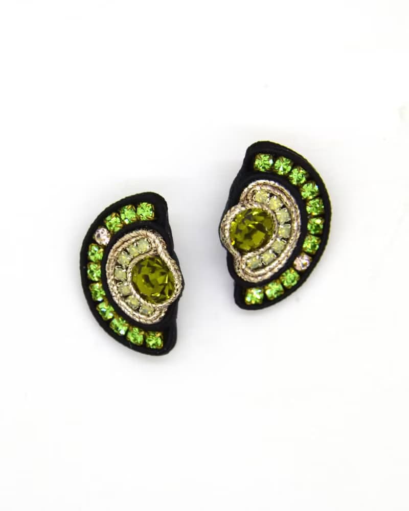 Earrings Stud earrings with crystals in green colorChristmas Gift Wrapping