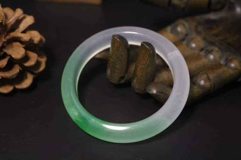 半城山水玉手鐲天然石鐲子禮盒裝氣質優雅