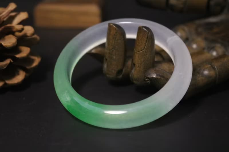 半城山水玉手鐲天然石鐲子禮盒裝氣質優雅