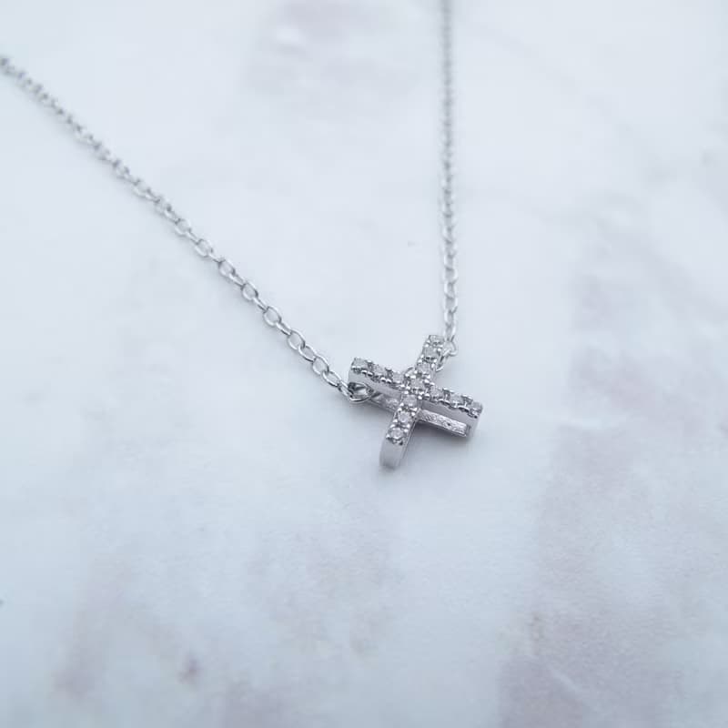 【美鑽銀飾】X迷你墜 | 閃亮鋯石 925純銀項鍊 | 大員囡仔