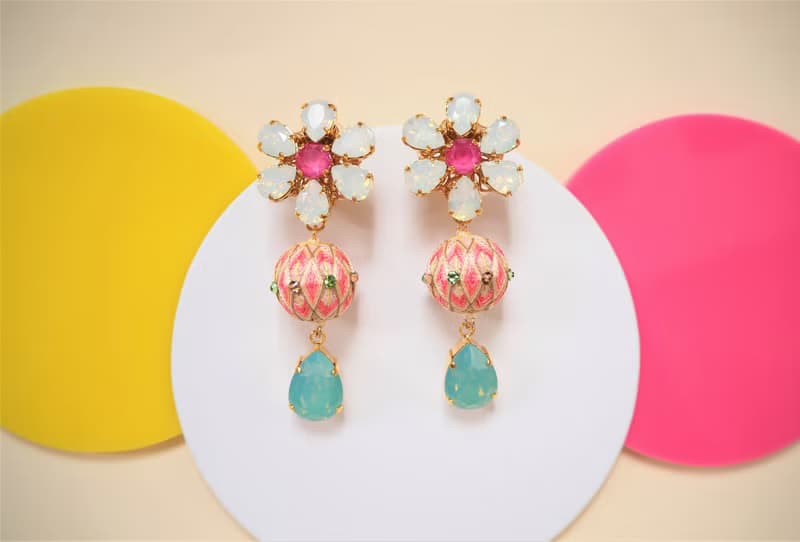 tachibanaya Daisy 3 Japanese TEMARI earrings 日本的傳統工藝 手鞠球 刺繡 耳環