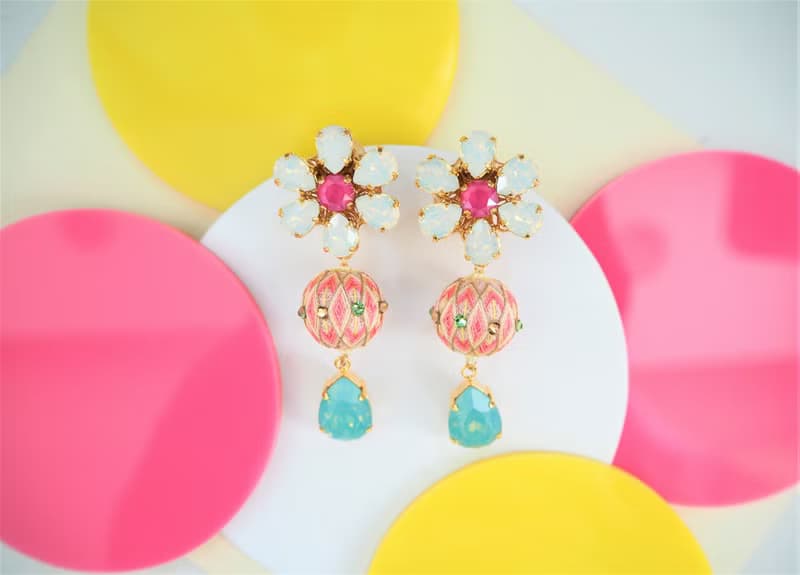 tachibanaya Daisy 3 Japanese TEMARI earrings 日本的傳統工藝 手鞠球 刺繡 耳環