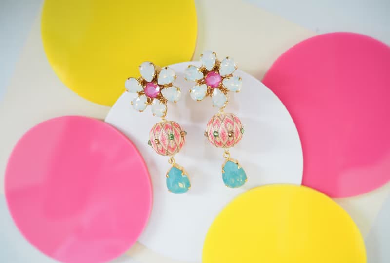 tachibanaya Daisy 3 Japanese TEMARI earrings 日本的傳統工藝 手鞠球 刺繡 耳環