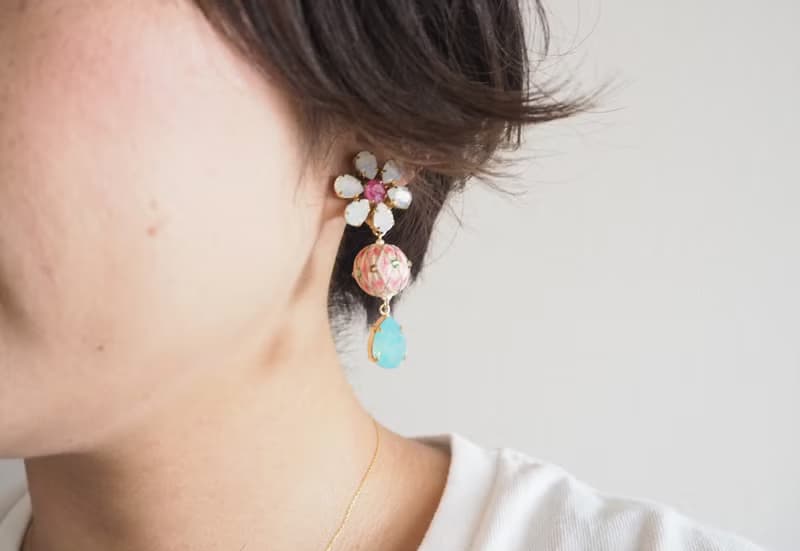tachibanaya Daisy 3 Japanese TEMARI earrings 日本的傳統工藝 手鞠球 刺繡 耳環