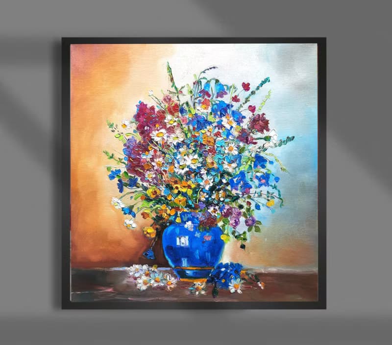 Bouquet in a Vase  Painting  Original Art  Oil Painting   Oil On Canvas 30by30sm