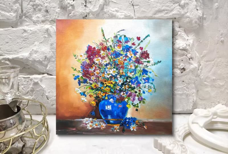 Bouquet in a Vase  Painting  Original Art  Oil Painting   Oil On Canvas 30by30sm