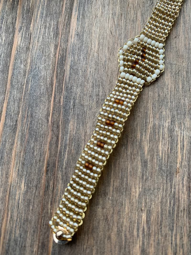 自家設計手工製珠串錶型手鍊 -  金色