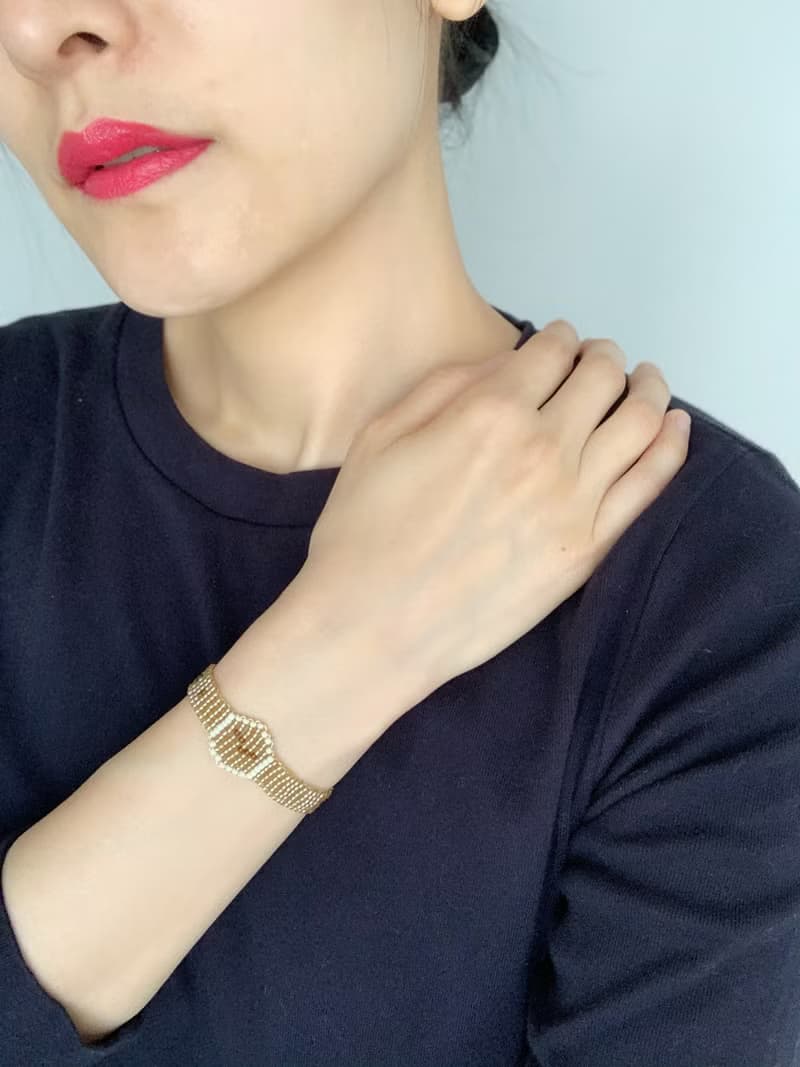 自家設計手工製珠串錶型手鍊 -  金色