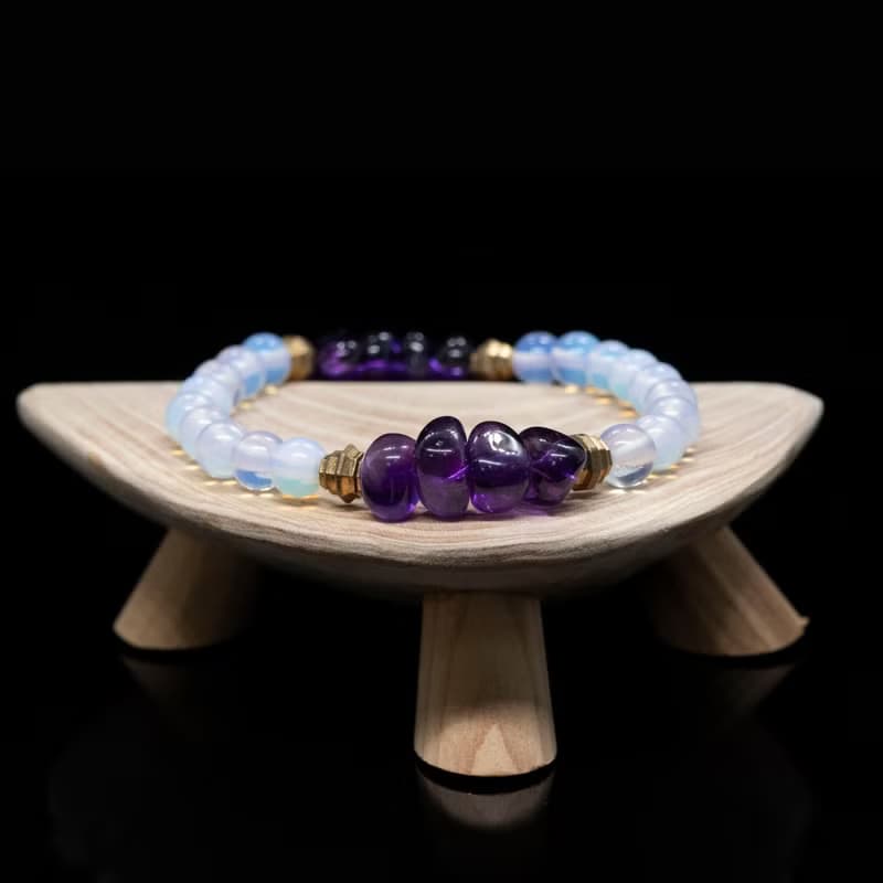 【限量】【氤氳/Dense Mist】紫水晶蛋白石完美結合 | 水晶手鍊