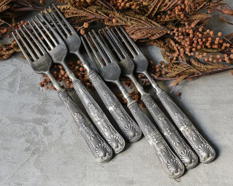 法國 60年代老件Floral花朵餐叉組(6支)