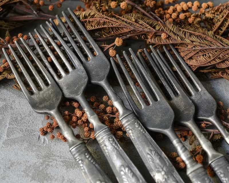 法國 60年代老件Floral花朵餐叉組(6支)