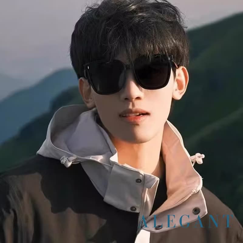 光影的灰月星曲│極簡時尚獵鷹黑TR90偏光墨鏡│UV400太陽眼鏡