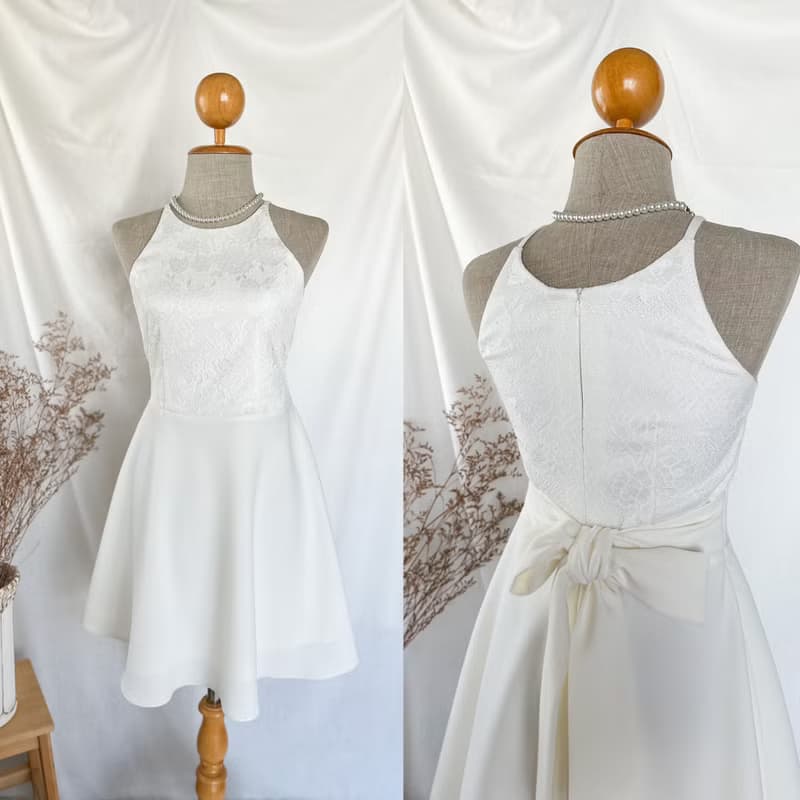 Vintage white lace wedding dress summer Dress Evening prom bridesmaid dress