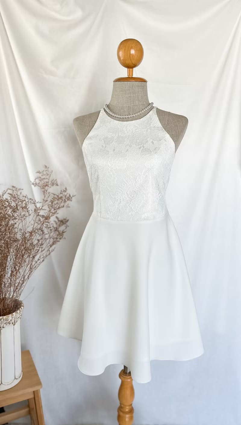 Vintage white lace wedding dress summer Dress Evening prom bridesmaid dress