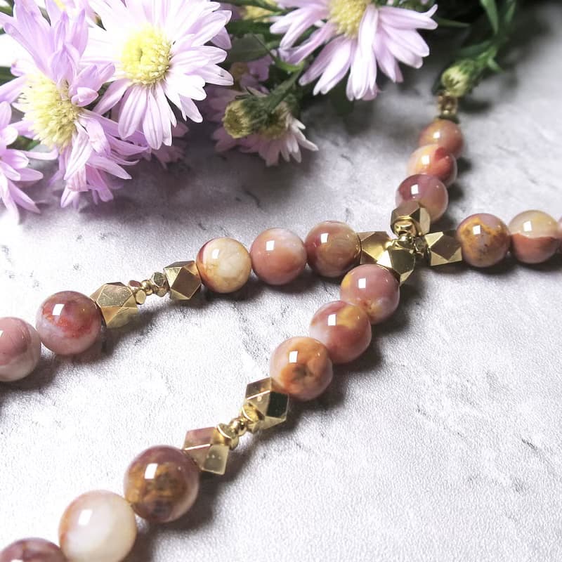 VIIART。生機。阿拉善彩玉瑪瑙古著金手鍊|限量薔薇天然石手環鏈