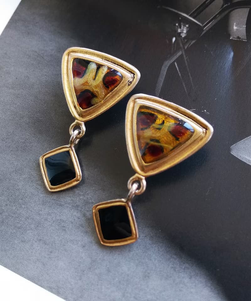 Vintage Jewelry 西洋古董飾品 幾何 藝術普普  針式耳環