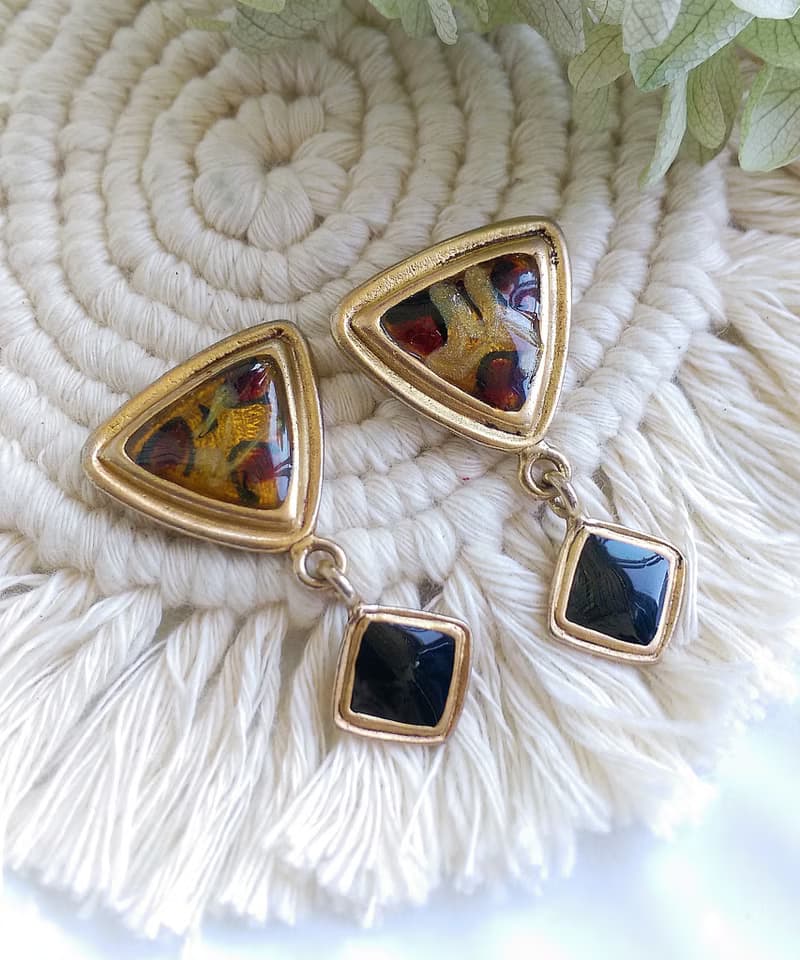 Vintage Jewelry 西洋古董飾品 幾何 藝術普普  針式耳環