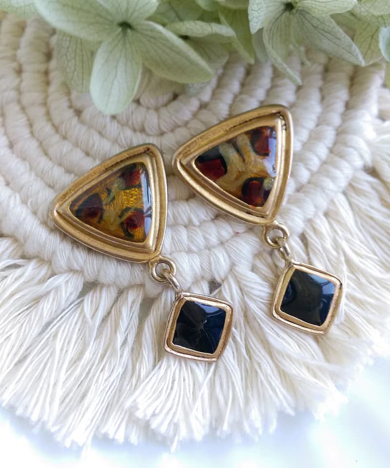 Vintage Jewelry 西洋古董飾品 幾何 藝術普普  針式耳環