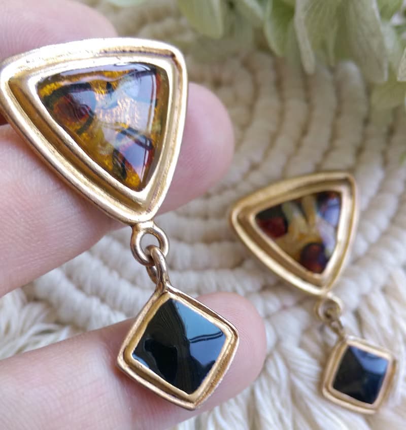 Vintage Jewelry 西洋古董飾品 幾何 藝術普普  針式耳環