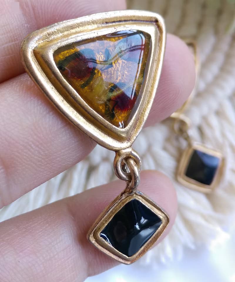 Vintage Jewelry 西洋古董飾品 幾何 藝術普普  針式耳環
