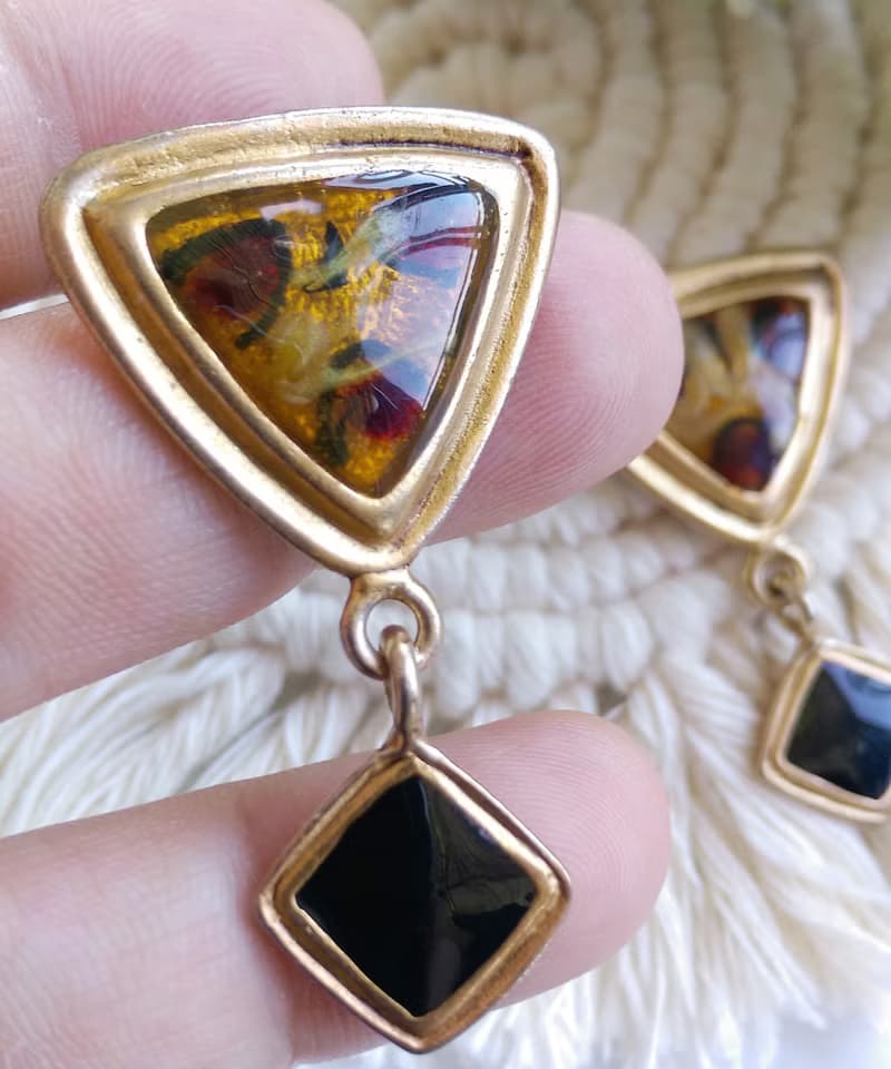 Vintage Jewelry 西洋古董飾品 幾何 藝術普普  針式耳環