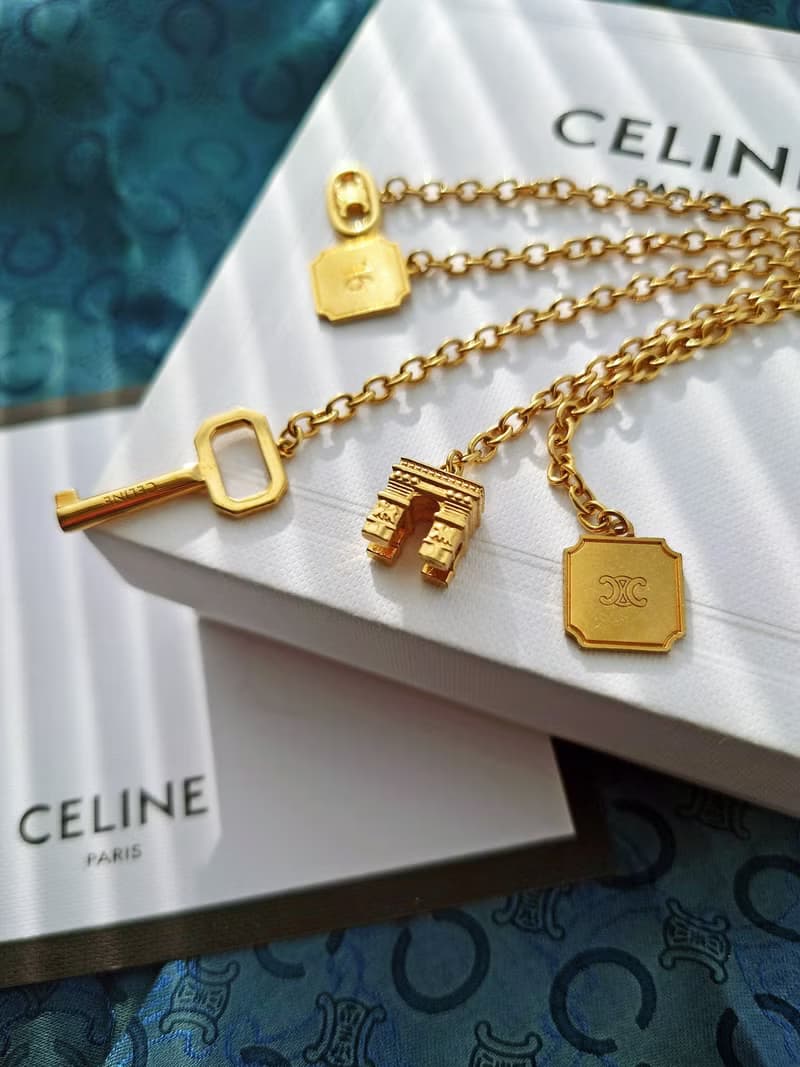 中古真品 帶盒 CELINE 黃金凱旋門流蘇包包掛飾 掛件鎖匙扣鑰匙圈