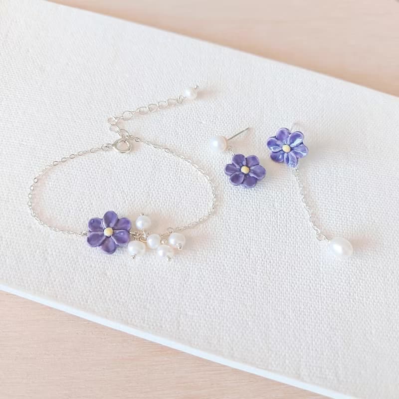 【花語系列】雪割草珍珠手鏈 • Precious //925純銀