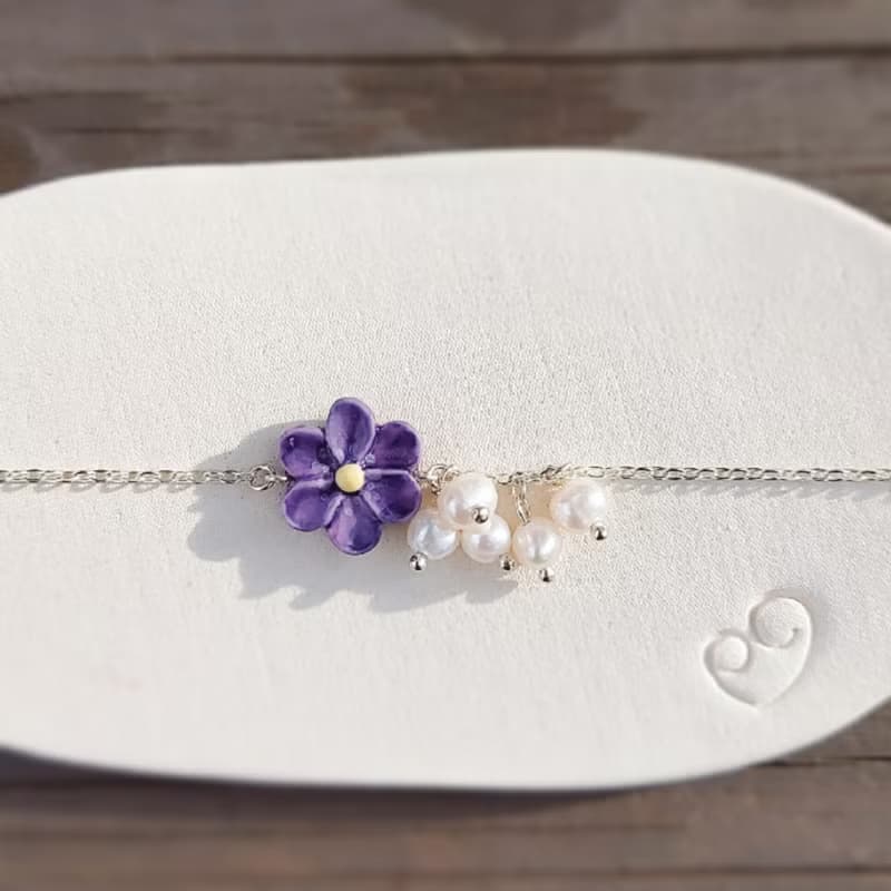 【花語系列】雪割草珍珠手鏈 • Precious //925純銀