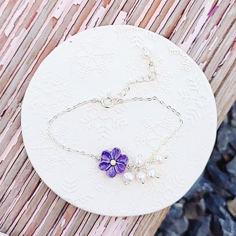 【花語系列】雪割草珍珠手鏈 • Precious //925純銀