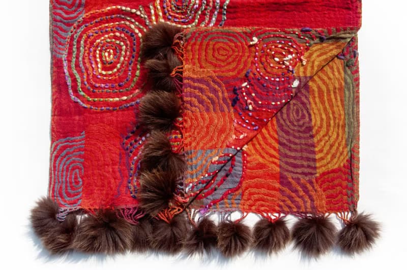喀什米爾Cashmere/水煮羊毛披肩/針織圍巾/刺繡圍巾/羊絨披巾-花