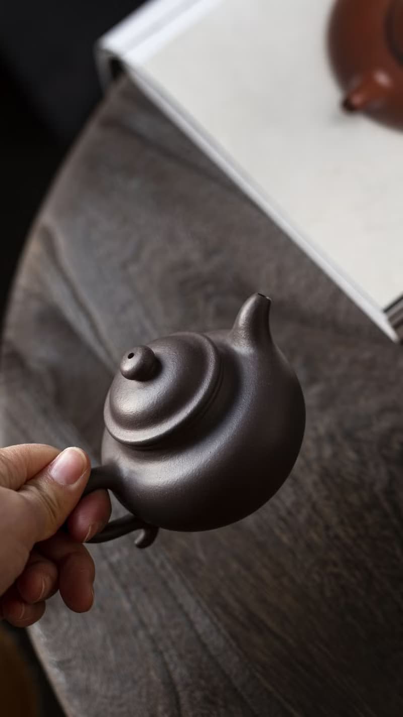 送禮紫砂壺茶壺莲子 慕古款 240cc 原矿极品天青料 正宗润泽 器型