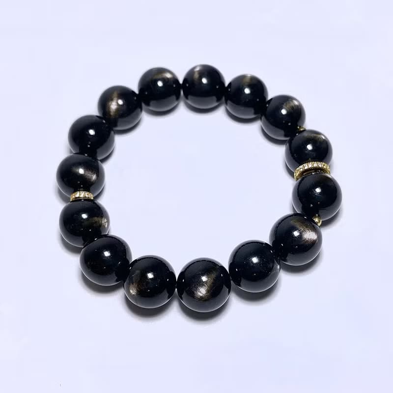 招財轉運 天然礦石 頂級 金運石 13.5 mm 手鍊